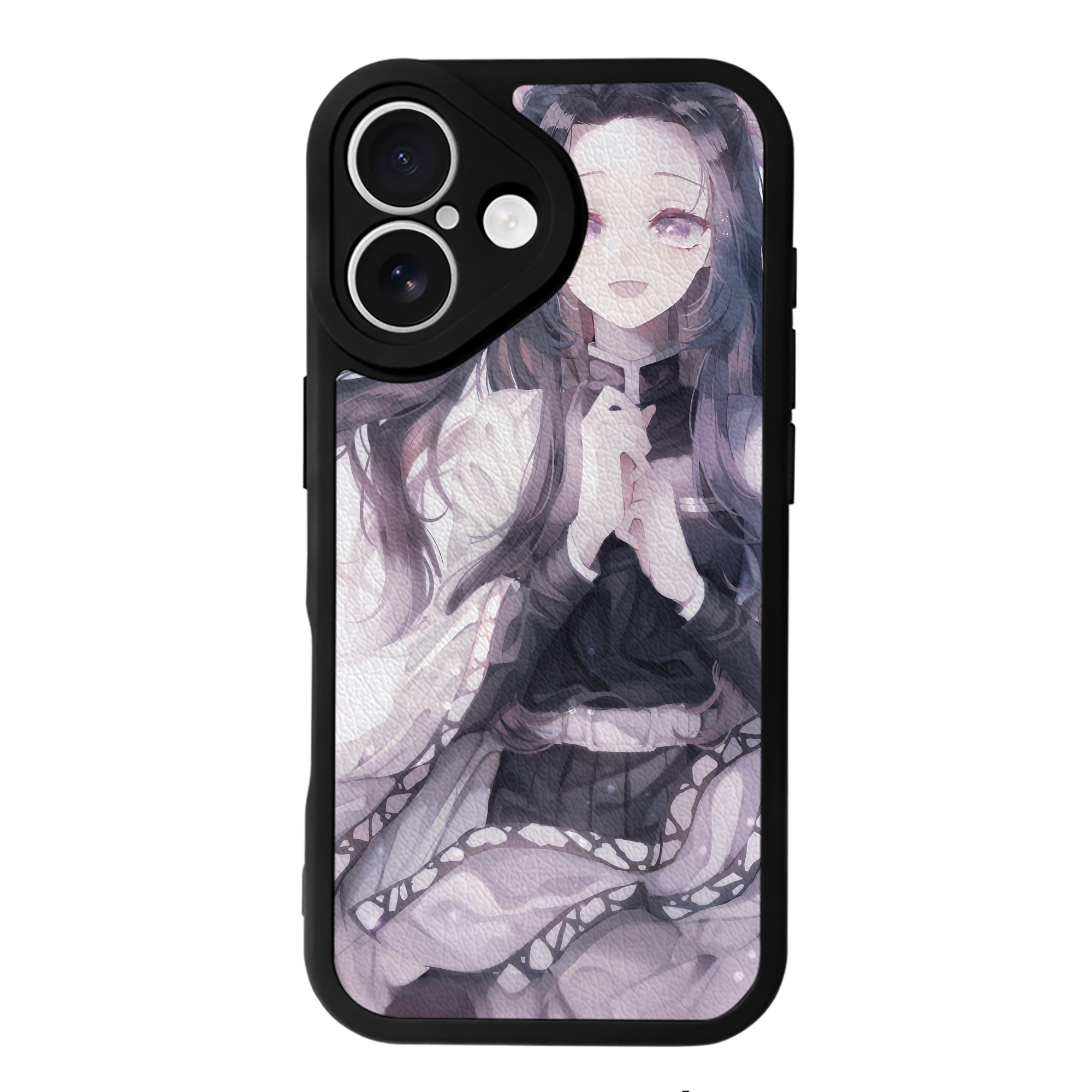 （画像用） 鬼滅の刃（きめつのやいば）蟲柱-胡蝶 しのぶ／こちょう しのぶ Kochou Shinobu 【iPhone 16シリーズ対応】シリコンスマホケース（レザー調） 材質：シリコン